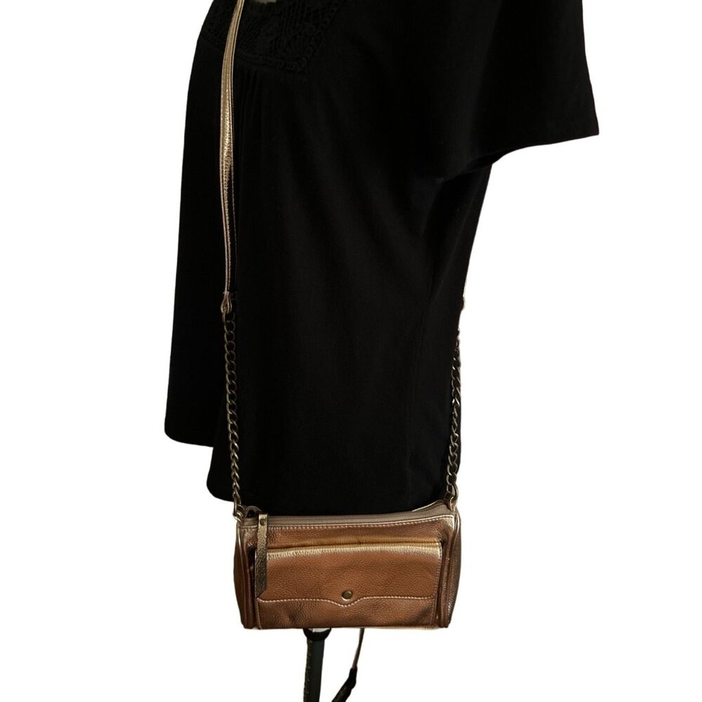 No Boundaries Metallic Rose Gold Crossbody Bag With Partial Chain Strap